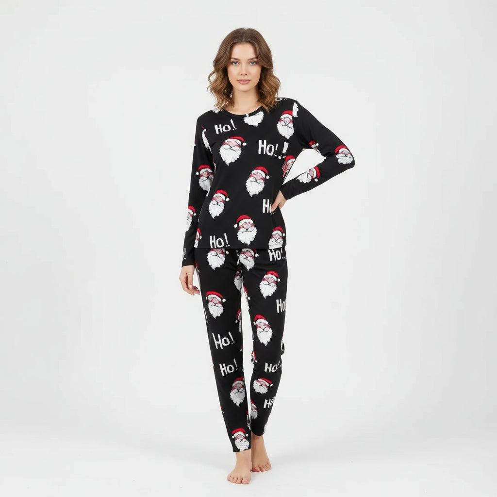 Ensemble pajama de Noël pour femme avec chemise à manches longues