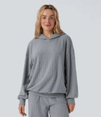 Bluza décontracté à capuche manches longues oversize maille torsadée