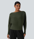 Pull casual col bateau manches chauve-souris