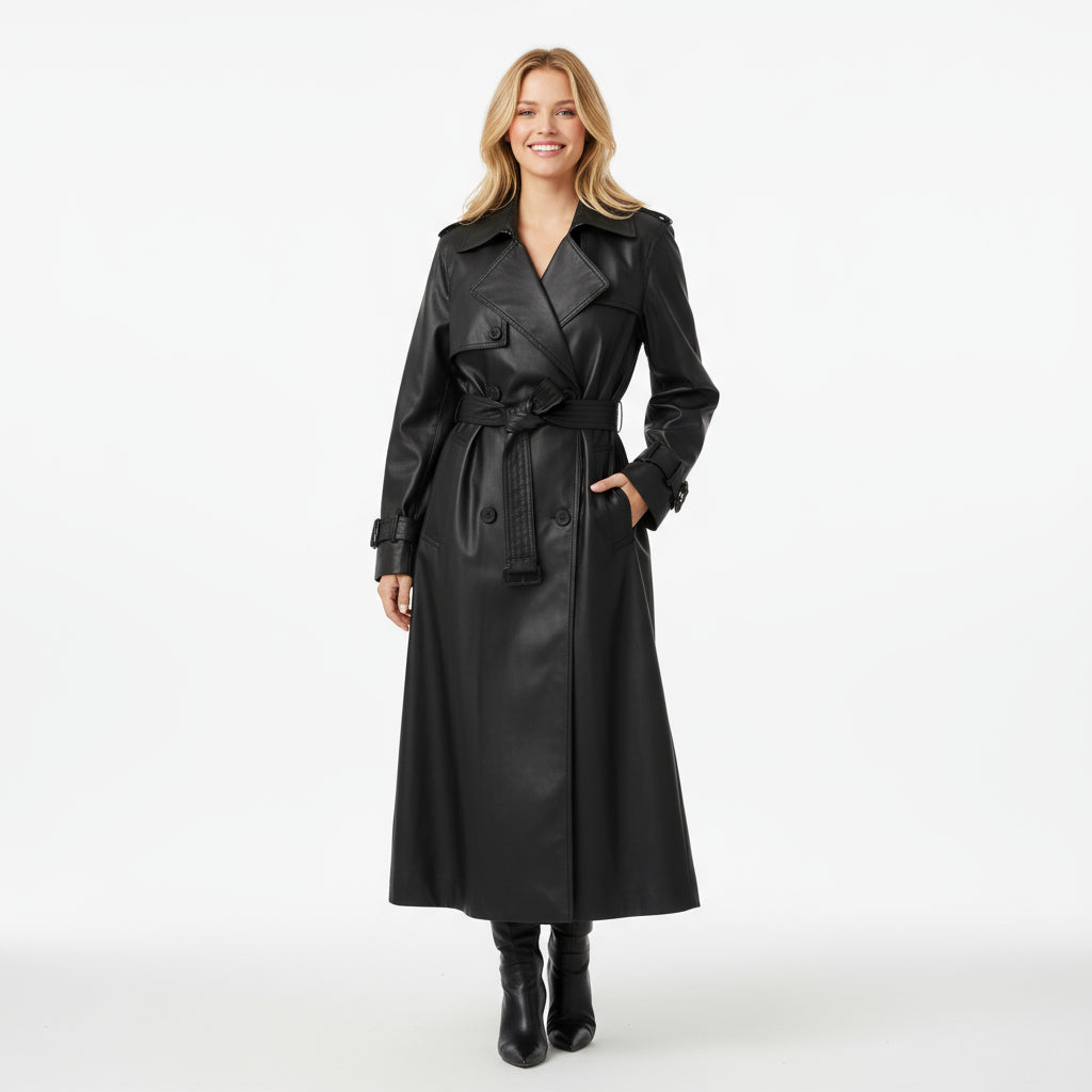 manteau i simili cuir style français