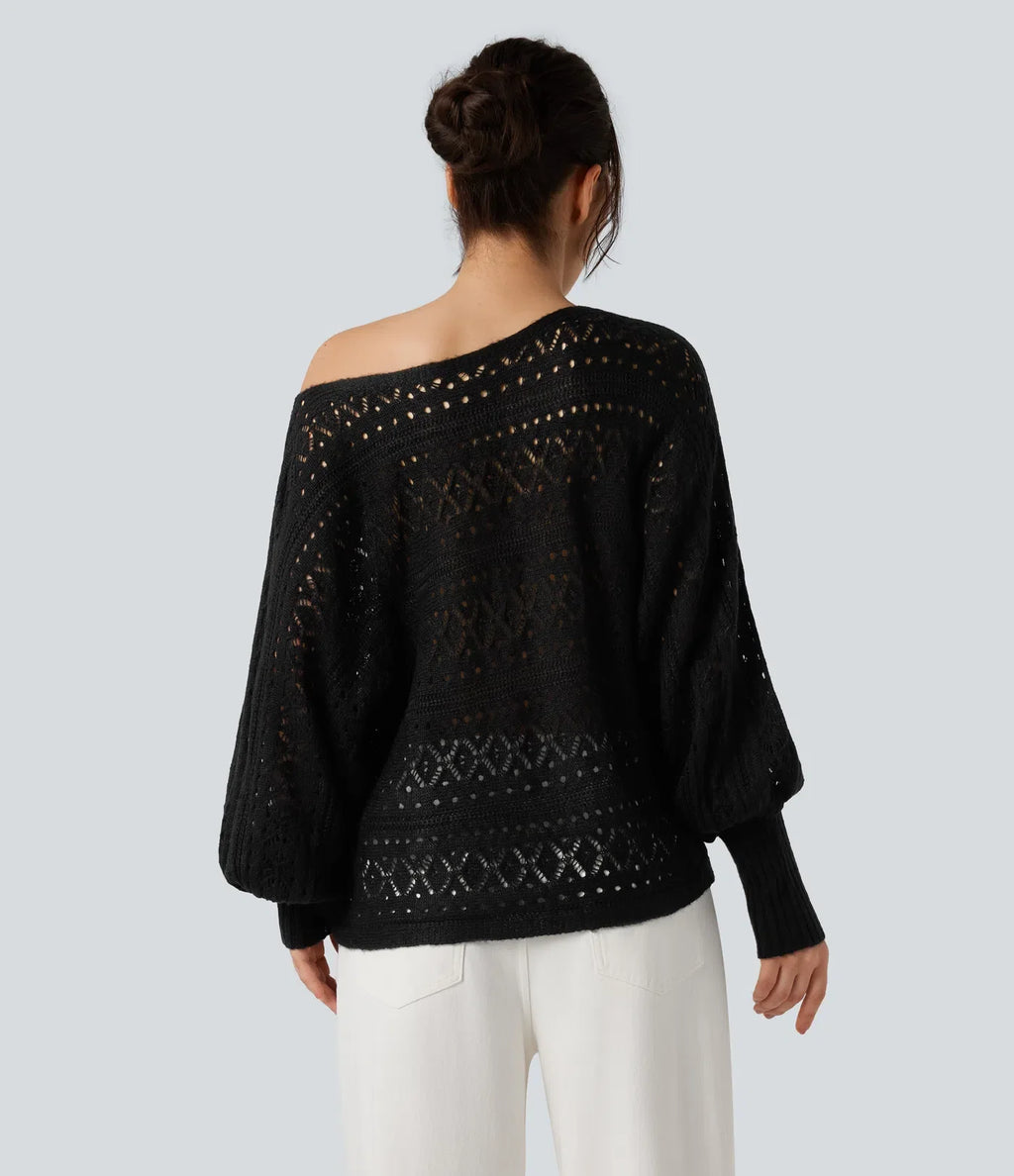 Załóż golf ajouré wokół długich spodni manches chauve-souris