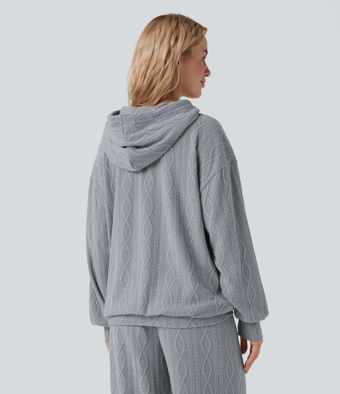 Bluza décontracté à capuche manches longues oversize maille torsadée