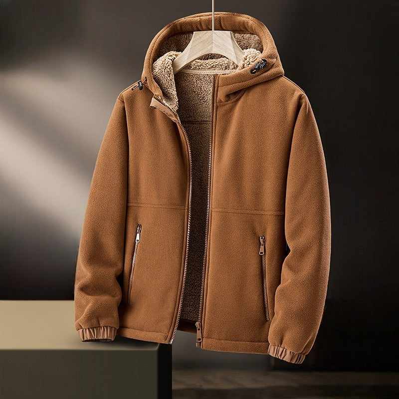 Veste en peau d'agneau avec capuche z możliwością regulacji