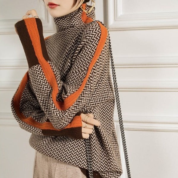 Klemencja | Pull à col roulé à rayures kontrastujące