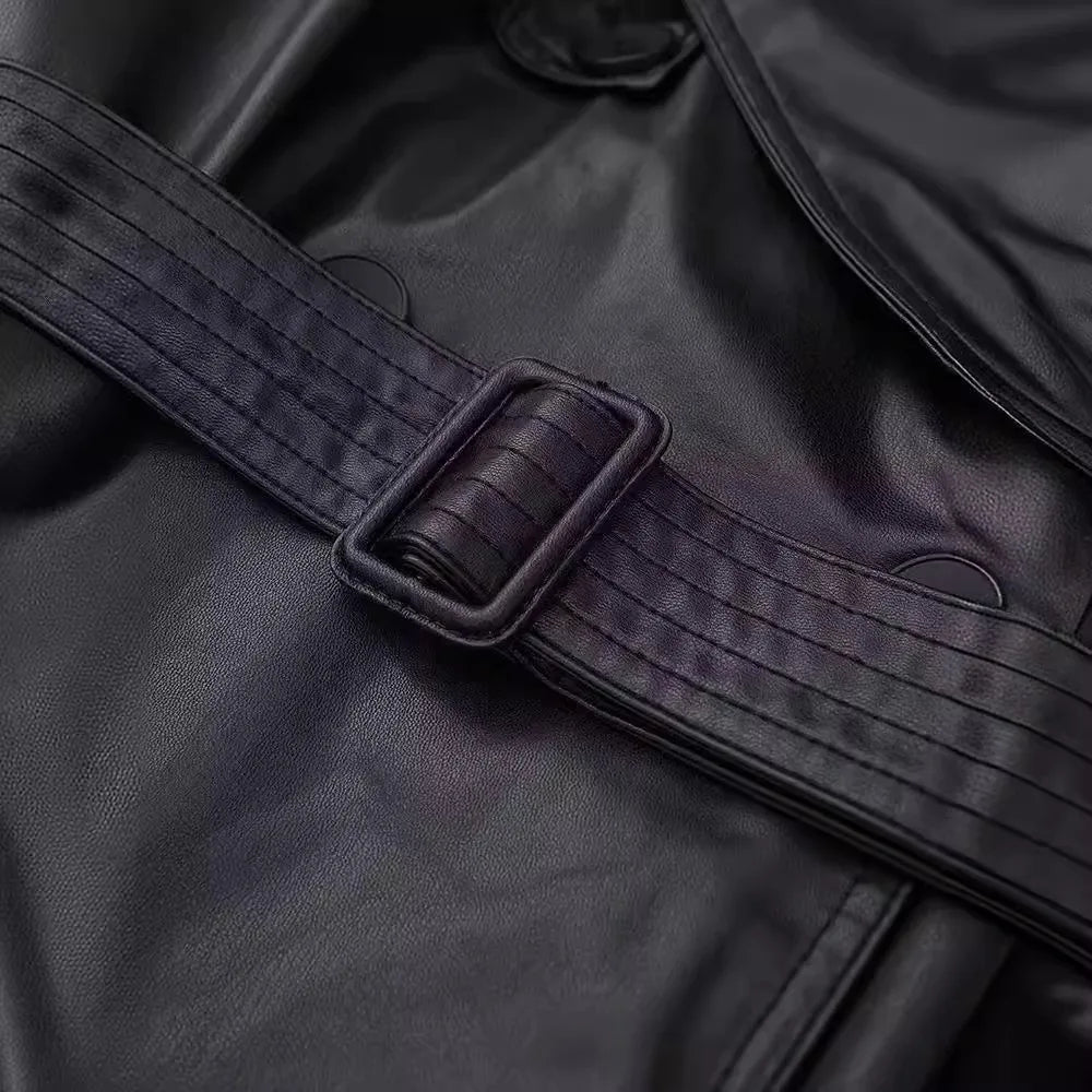 manteau i simili cuir style français