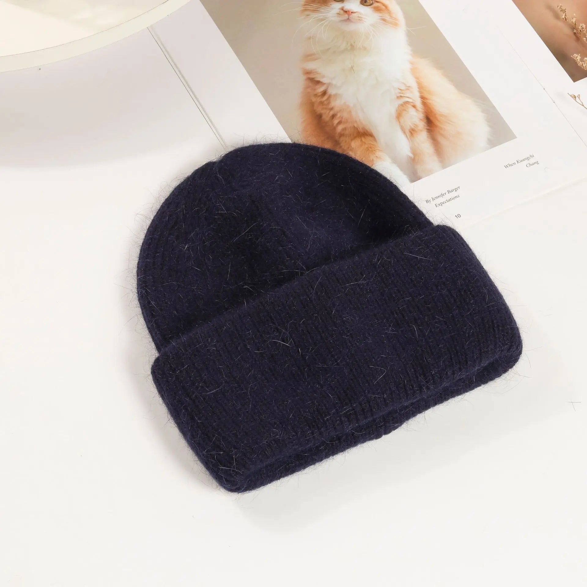 Bonnet d'hiver doux en Fourrure de lapin