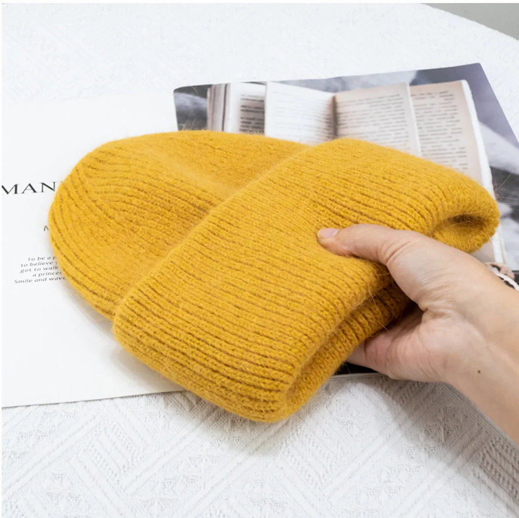 Bonnet d'hiver doux en Fourrure de lapin