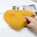 Bonnet d'hiver doux en Fourrure de lapin