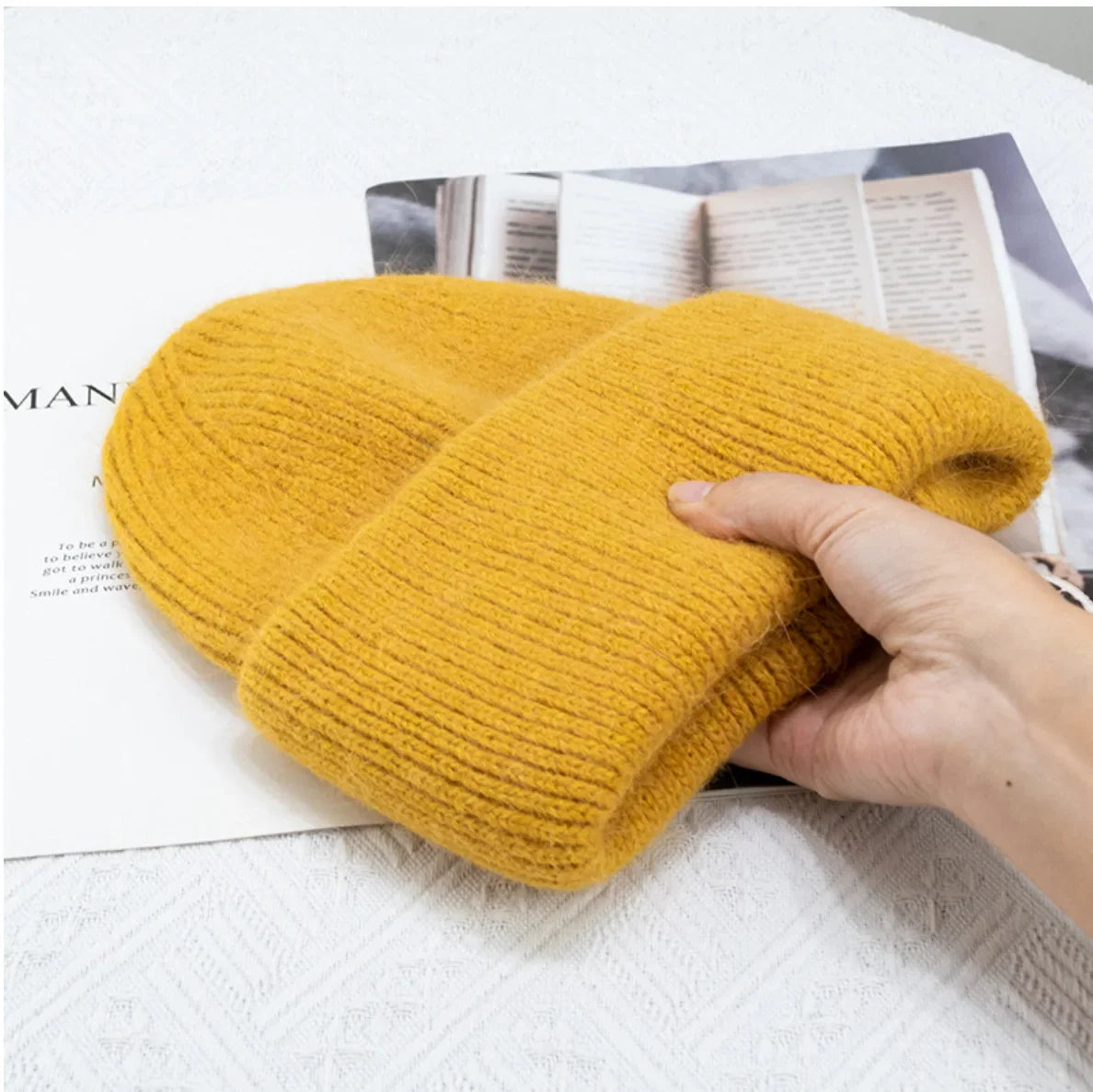 Bonnet d'hiver doux en Fourrure de lapin