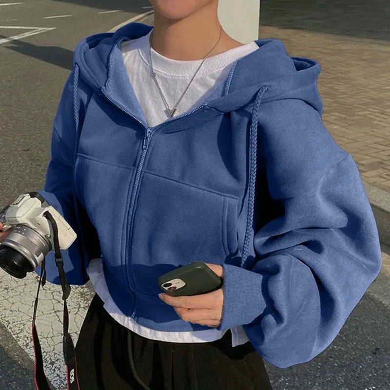 Sweat à capuche court z podwójnym prysznicem polarnym i eklerem fermeture