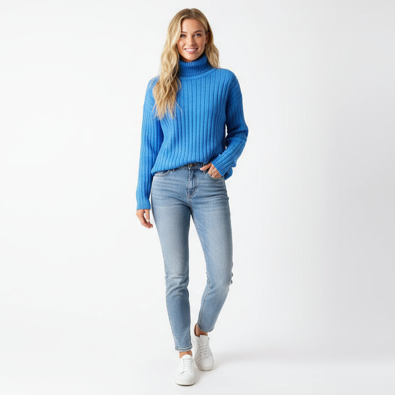 Polo z prążkowanej wełny