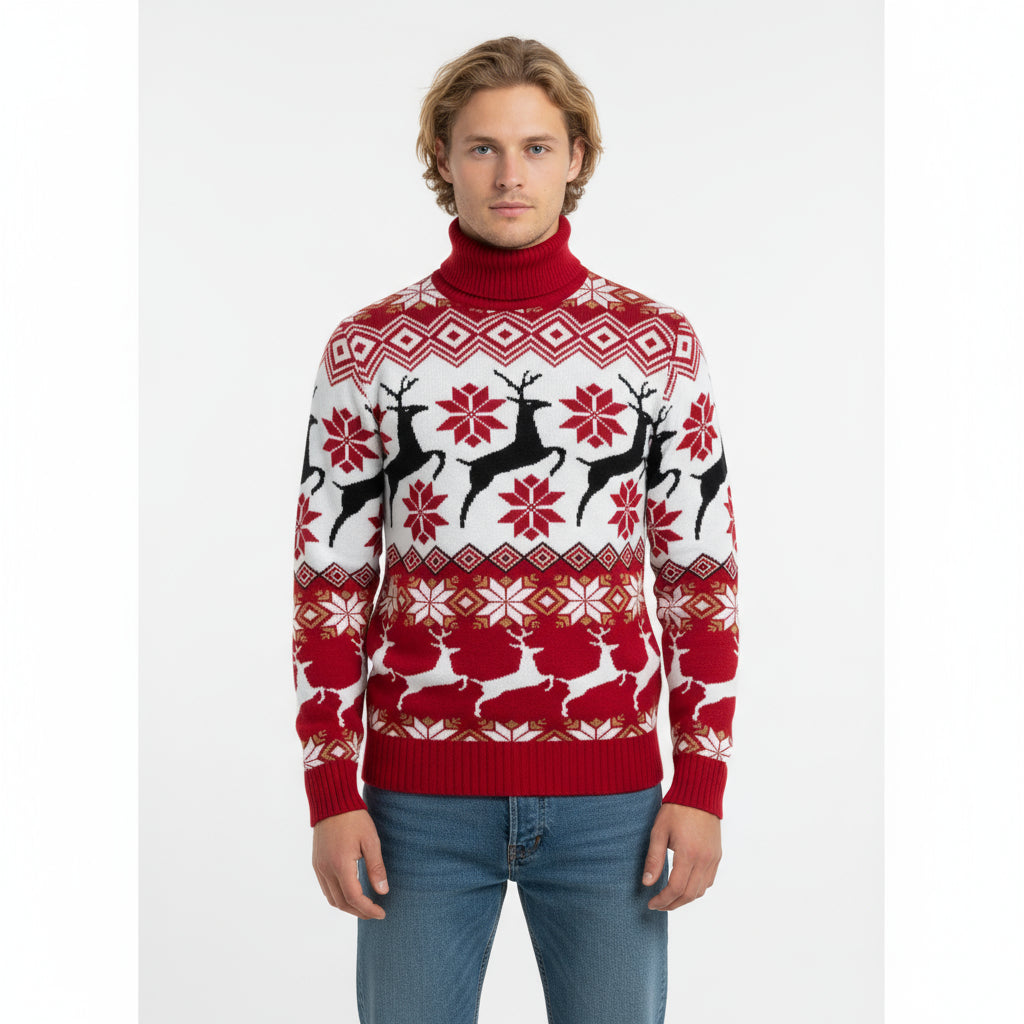 Pull de Noël dla par z motywem d'élan