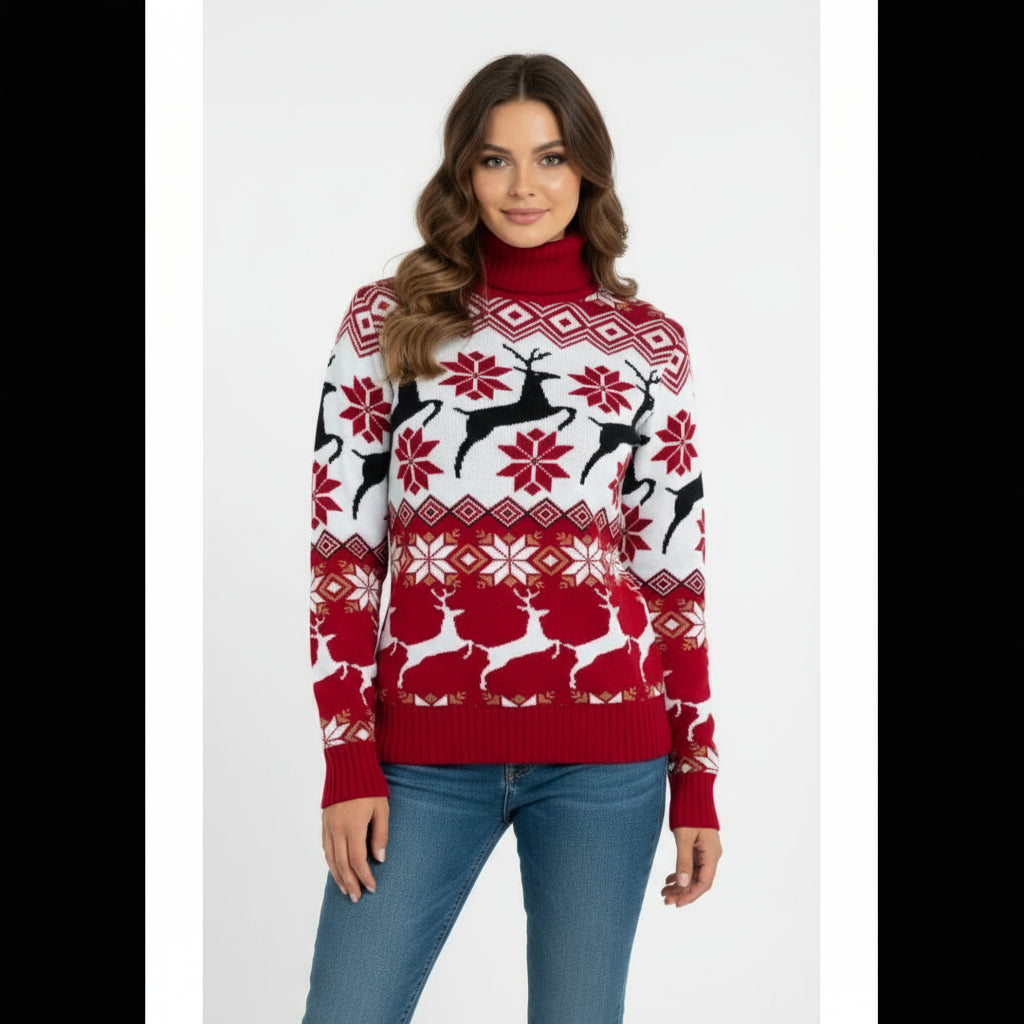 Pull de Noël dla par z motywem d'élan